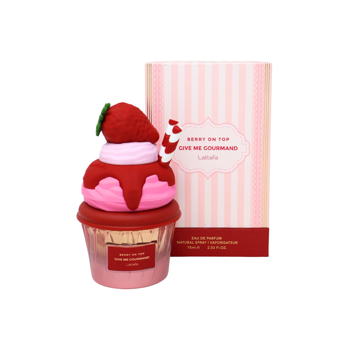 Lattafa Berry On Top bottle view showing fruity gourmand design for everyday wear