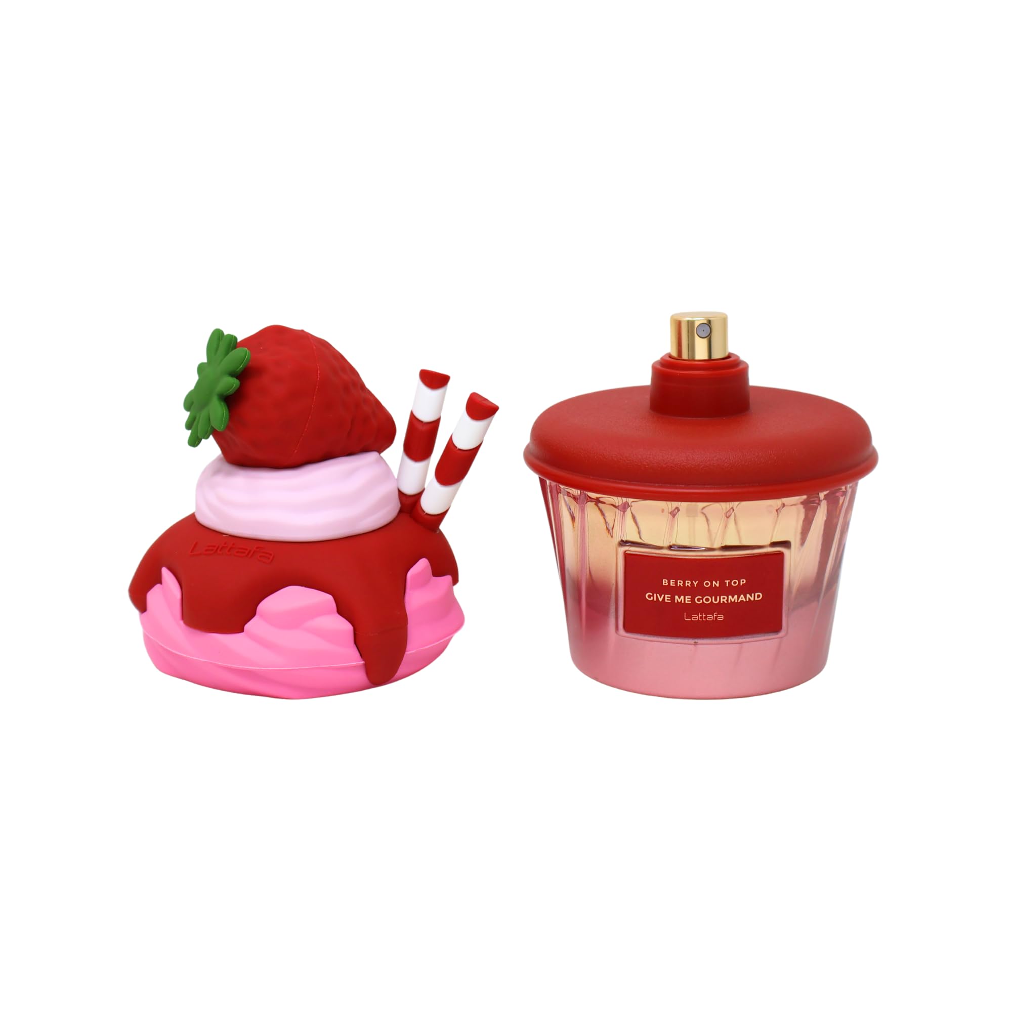 Lattafa Berry On Top top notes strawberry and Chantilly cream highlighted