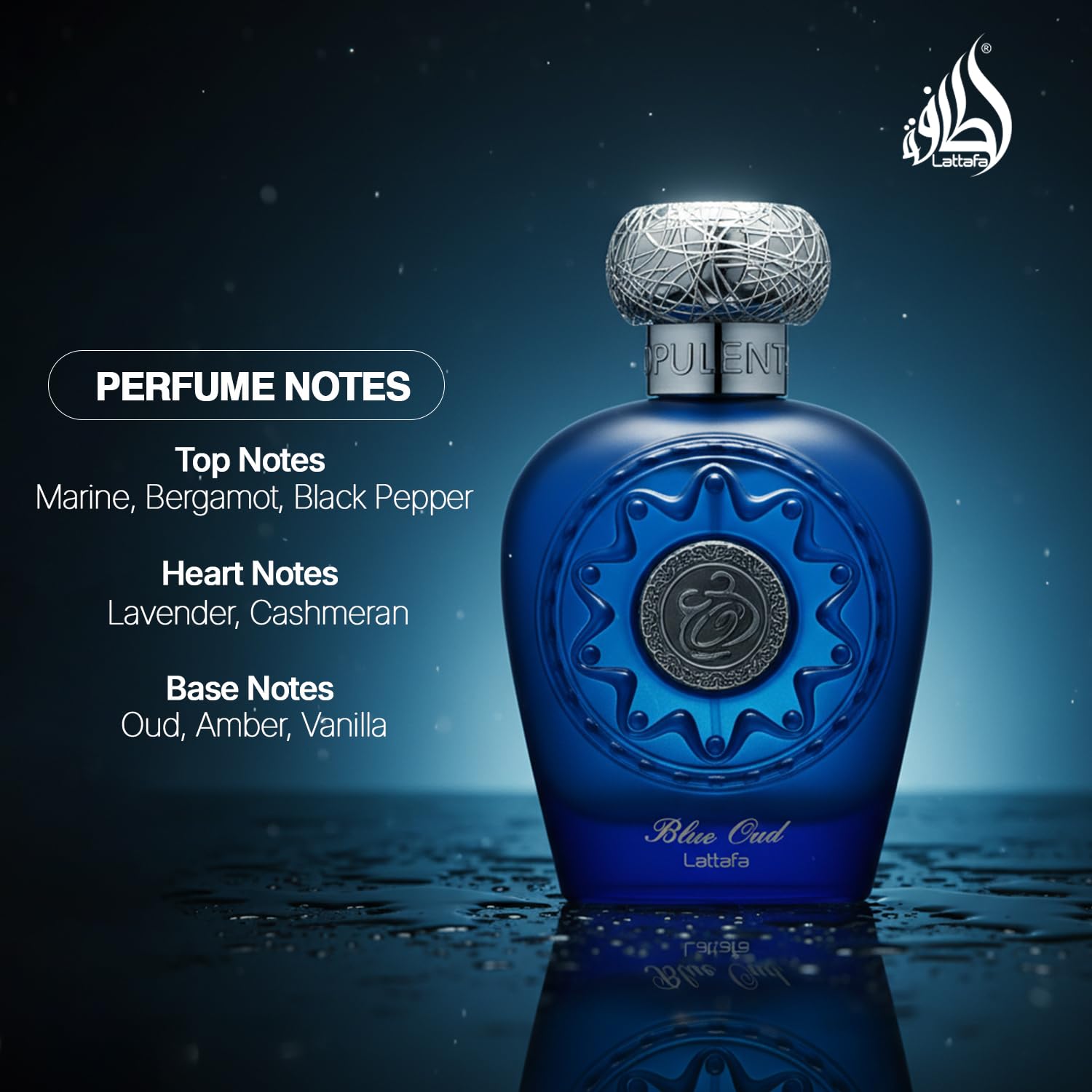 Lattafa Blue Oud layering concept suggests blending with outfits for nuance.
