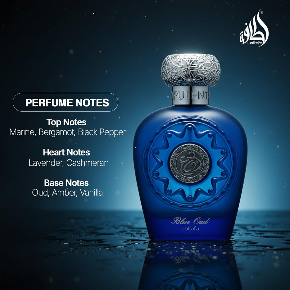 Lattafa Blue Oud layering concept suggests blending with outfits for nuance.