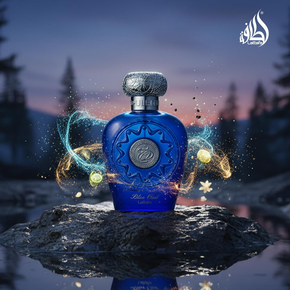Lattafa Blue Oud mood shot evokes evening sophistication and social occasions.