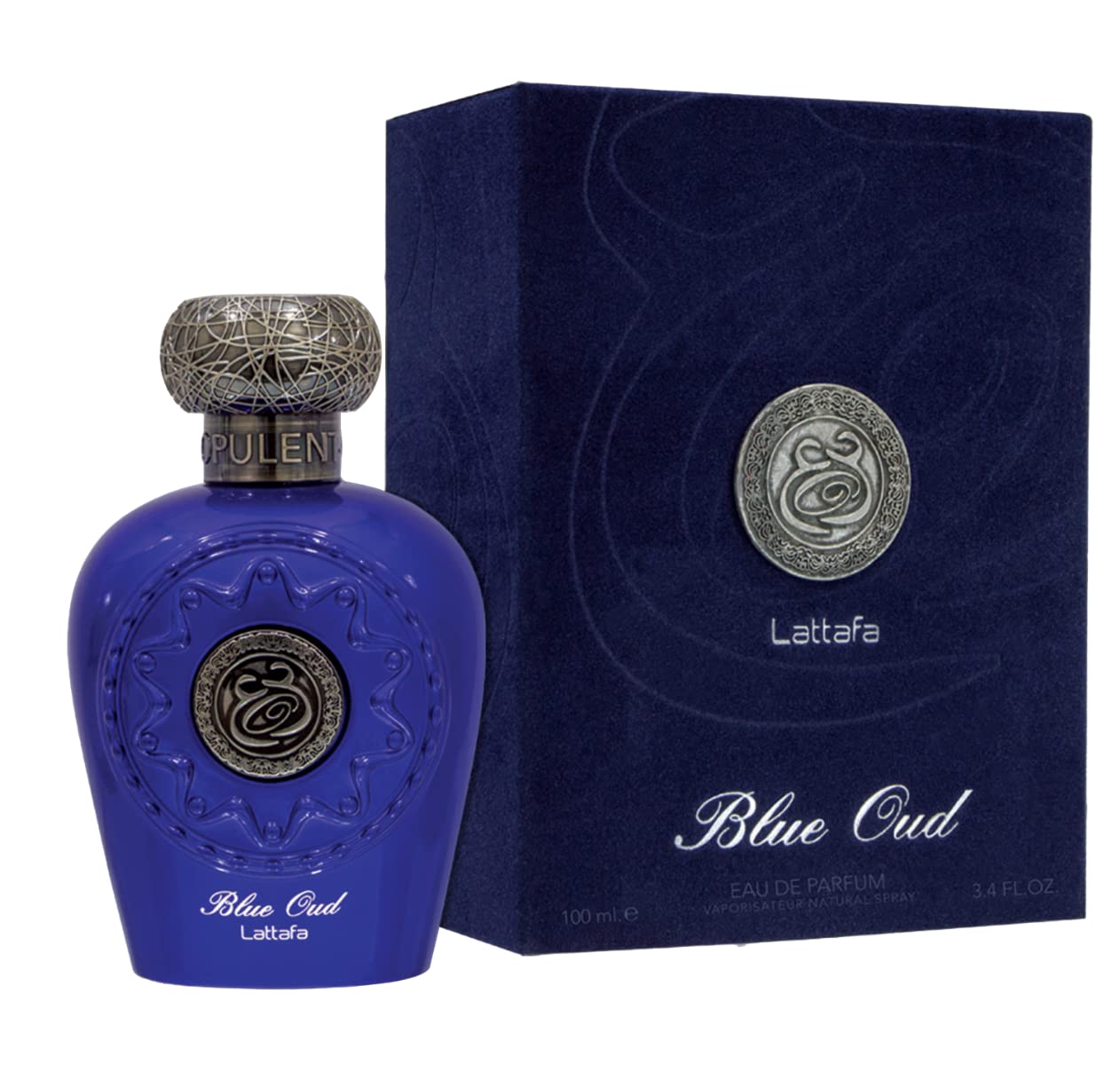 Lattafa Blue Oud spray bottle ready for everyday spritz and confident scent trails.