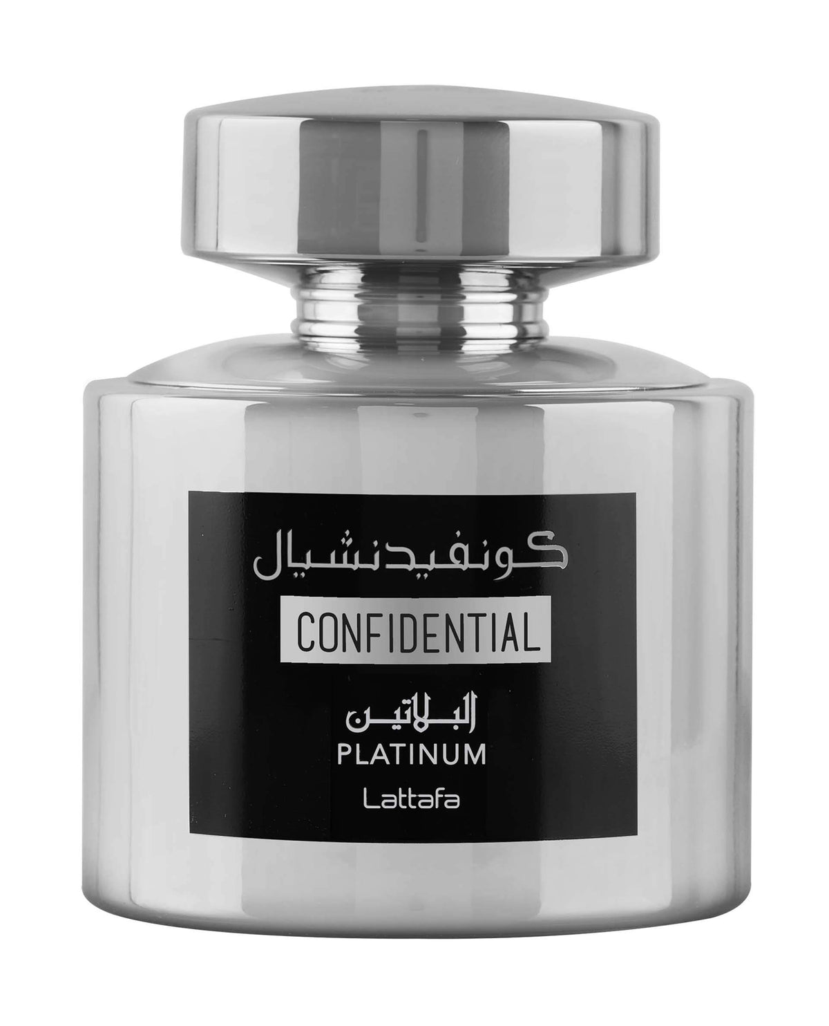 Lattafa Confidential Platinum bottle pour for daily confidence and longevity