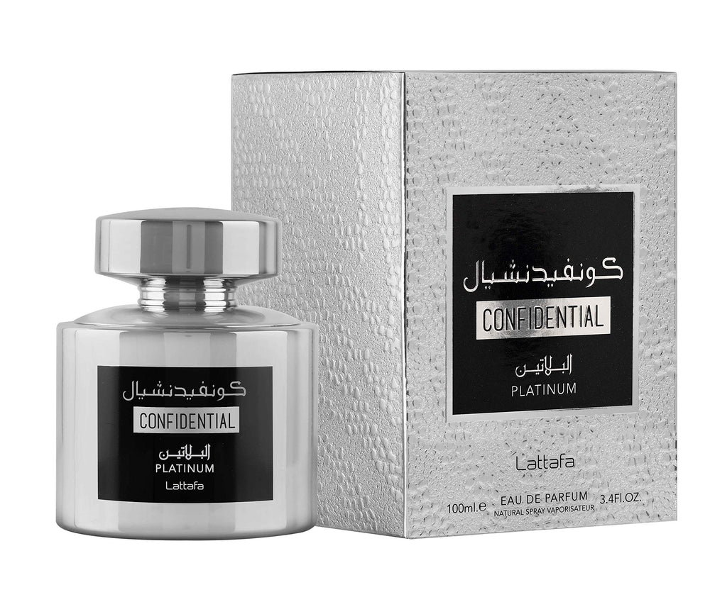 Lattafa Confidential Platinum outer packaging gift-ready for special occasions