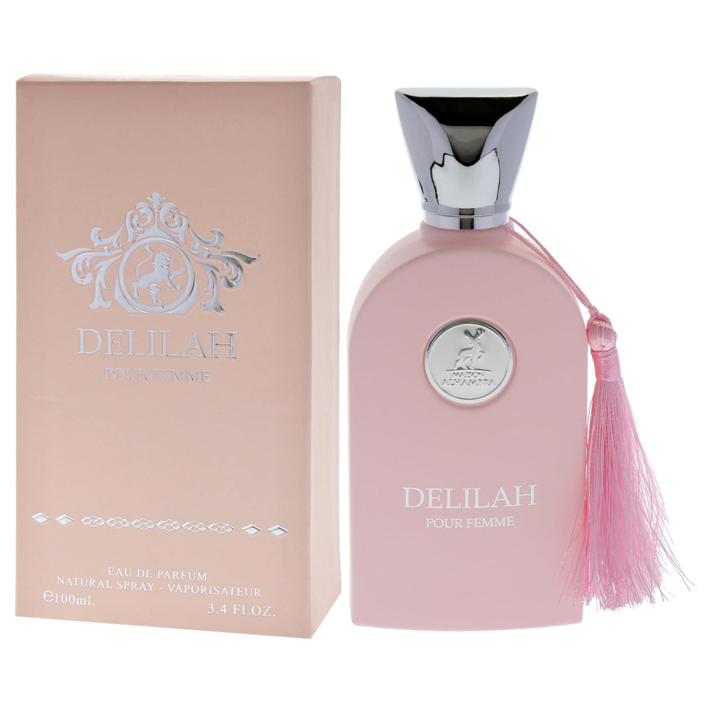 Base notes Lattafa Maison Alhambra Delilah balance bergamot, lychee, rhubarb for day-to-night.