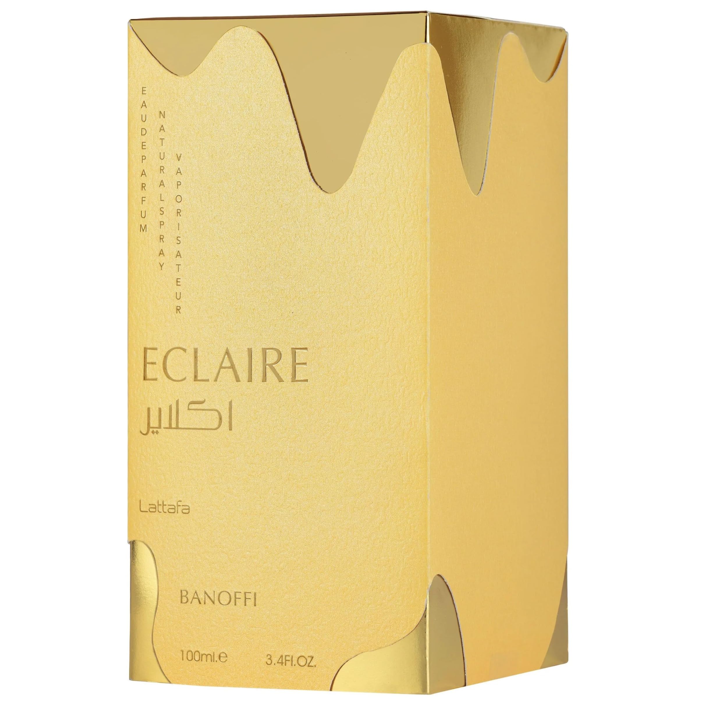Lattafa Eclaire Banoffi packaging showcases luxury gifting option for special occasions.