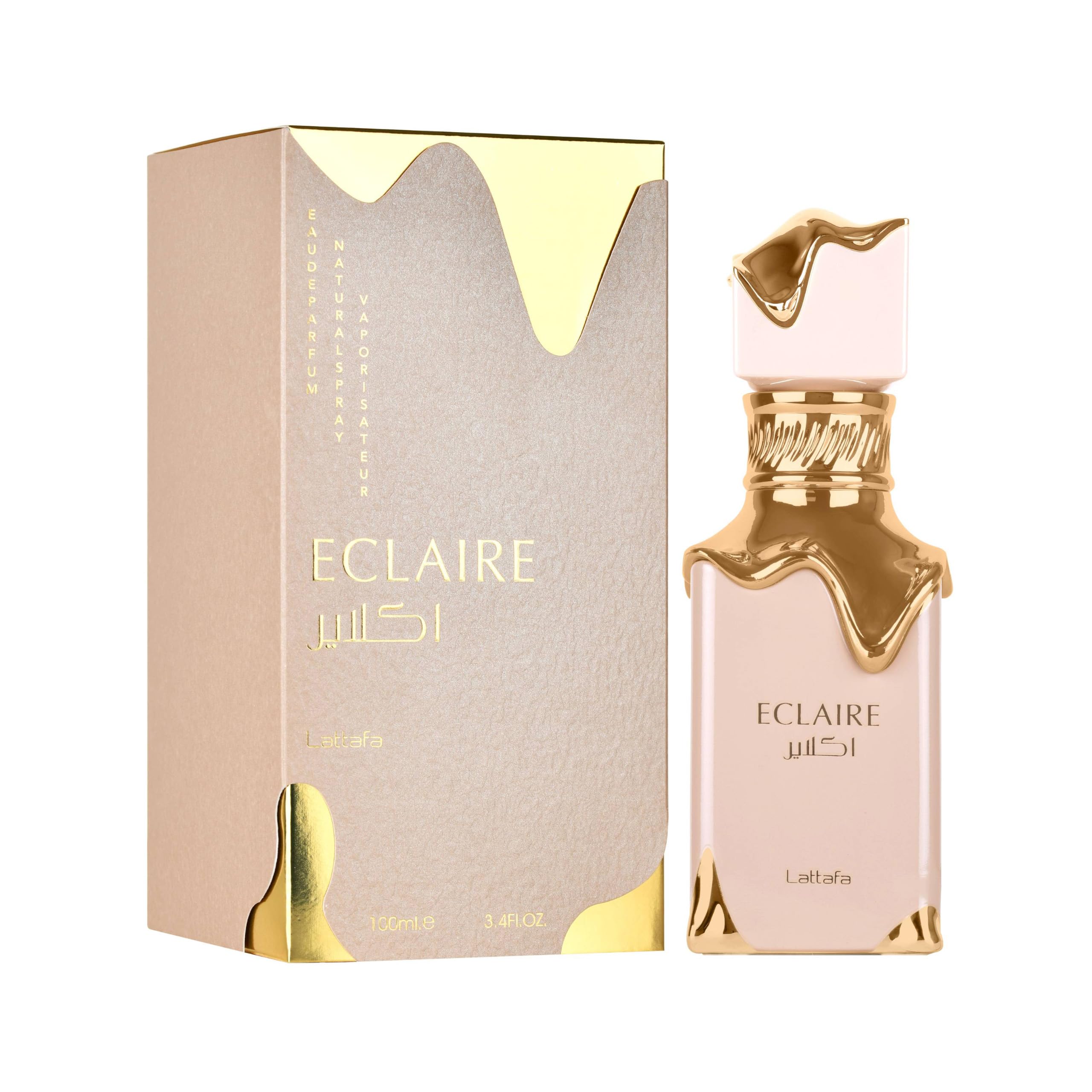 Lattafa Eclaire base-notes-vanilla-praline-musk create warm, comforting trail