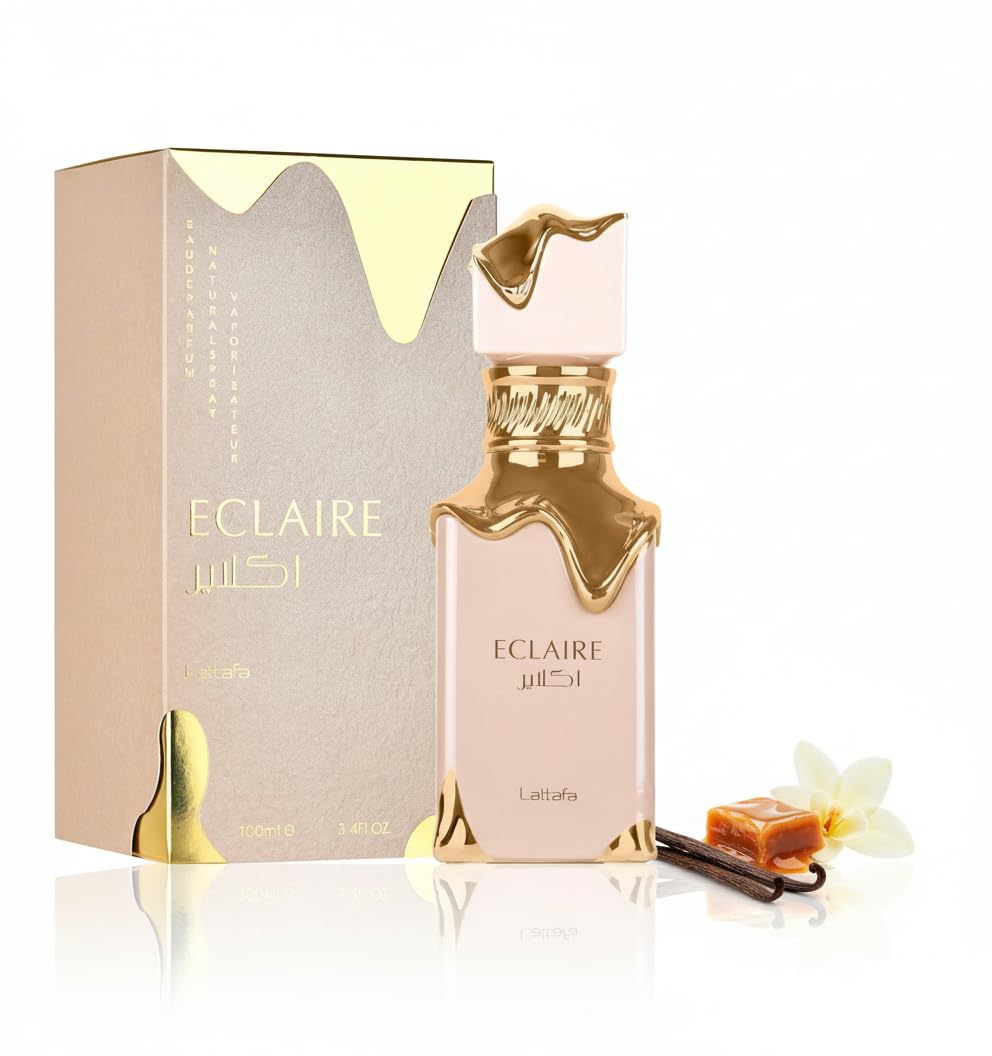 Lattafa Eclaire bottle front with premium daytime wear appeal