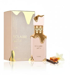 Lattafa Eclaire bottle front with premium daytime wear appeal