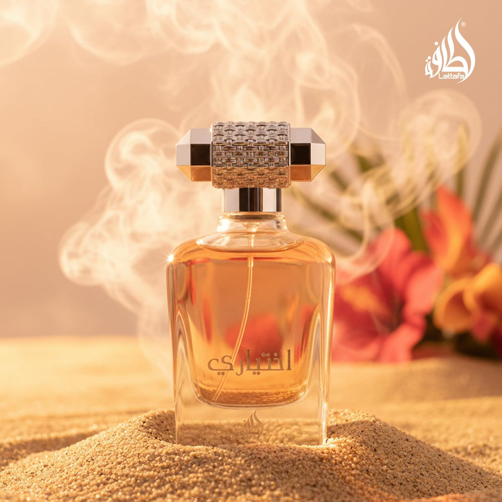 Lattafa Ekhtiari base notes vanilla and musk create warm comfort.