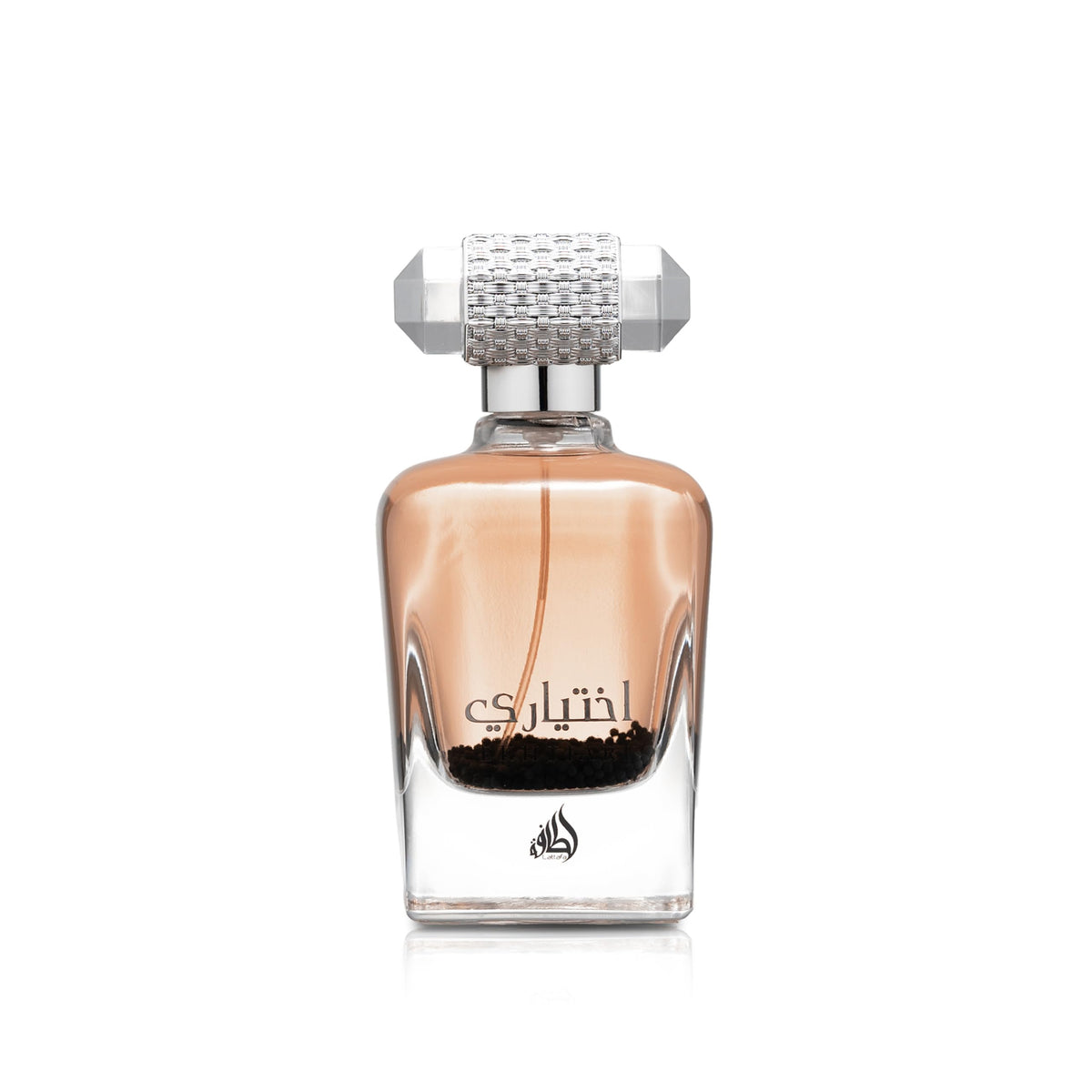 Lattafa Ekhtiari bottle front view for unisex fragrance versatility.
