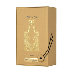 Lattafa Fire On Ice base notes smoky oakwood and ambroxan for long lasting warmth