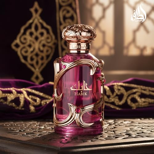 Lattafa Habik bottle closeup highlights refined detailing for a luxe vanity