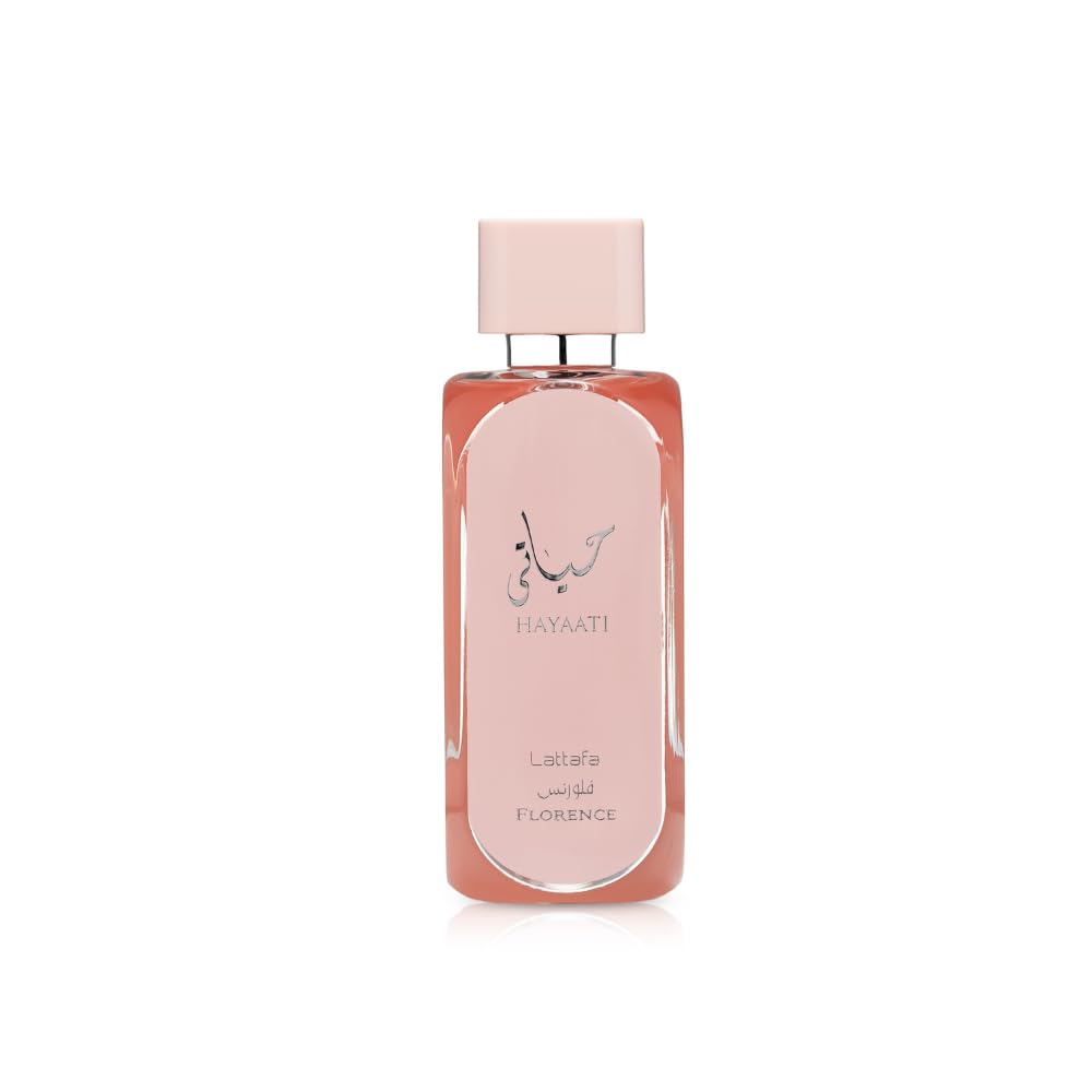 Lattafa Hayaati Florence bottle front shows sleek design for daily wear