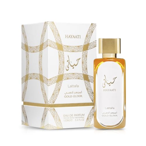 Lattafa Hayaati Gold Elixir spray on wrist for lasting scent
