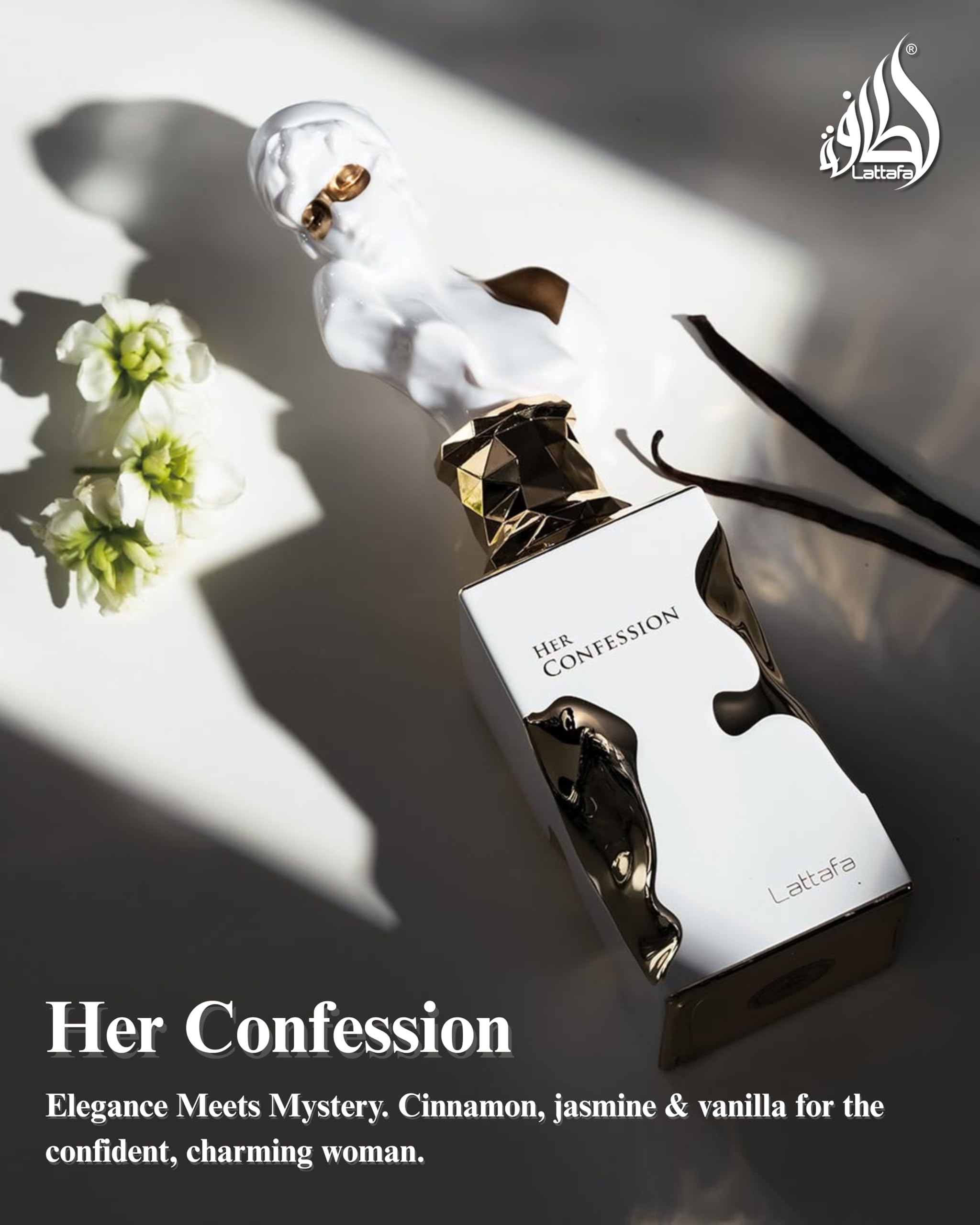 Lattafa Her Confession on skin demonstrates lasting impression.