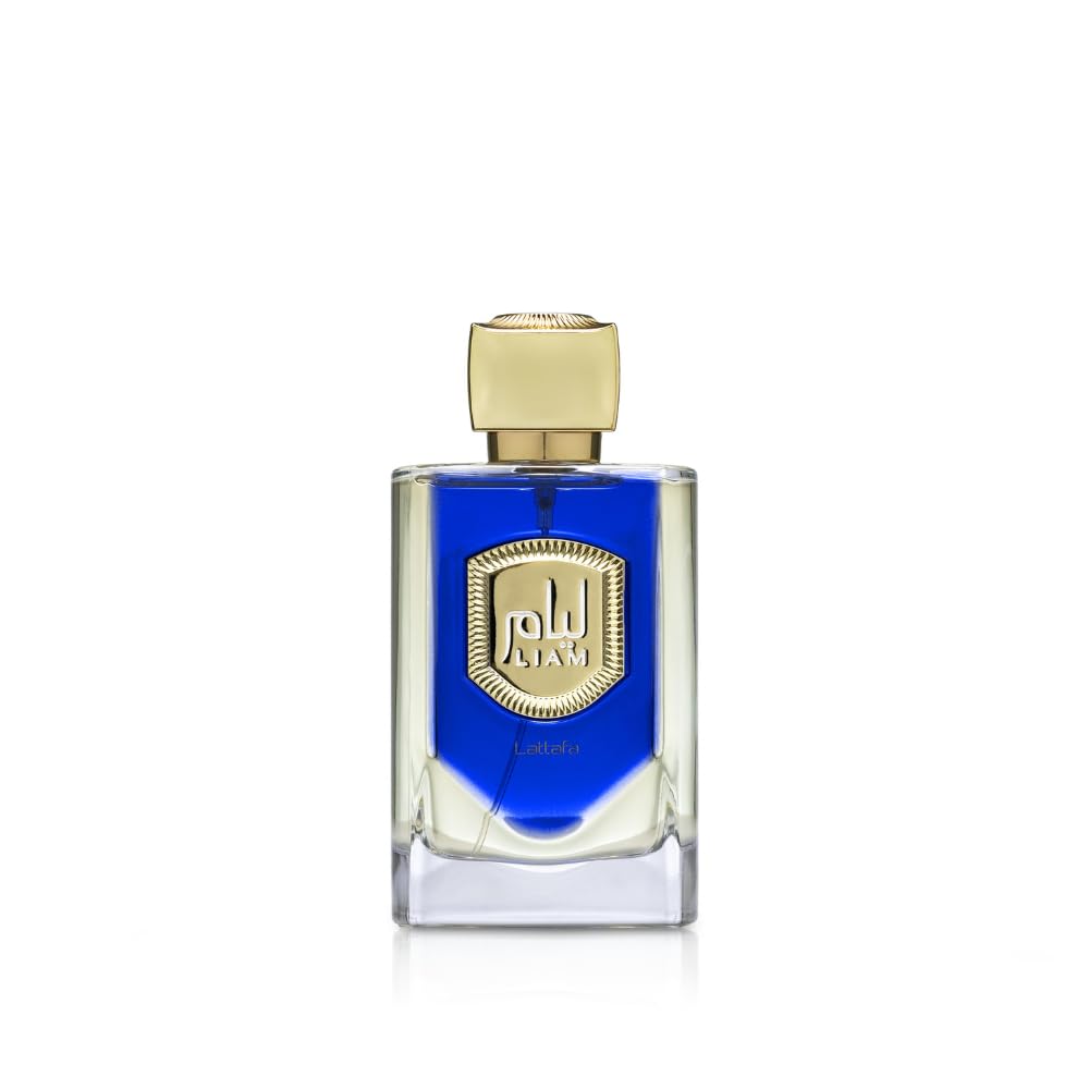 Lattafa Liam Blue Shine bottle closeup for everyday wear