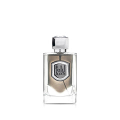 Lattafa Liam Grey bottle on a vanity, versatile unisex fragrance for everyday wear.