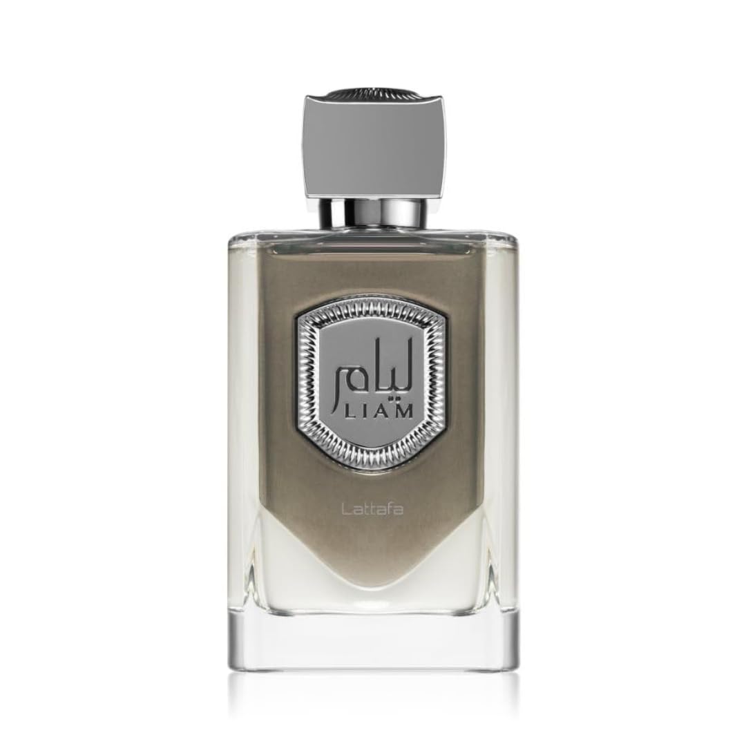 Lattafa Liam Grey iris-vetiver detail hints at sophisticated, balanced aroma for professional settings.