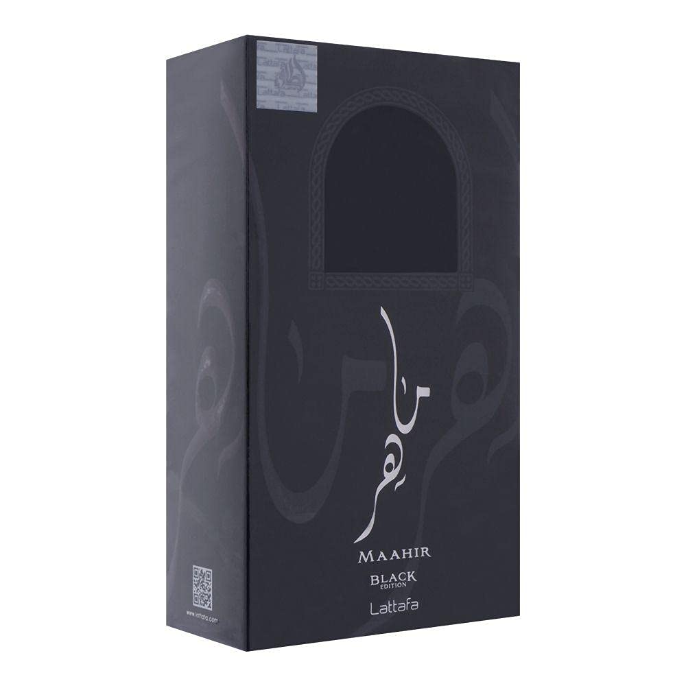 Lattafa Maahir Black Edition packaging image highlights value and premium feel.