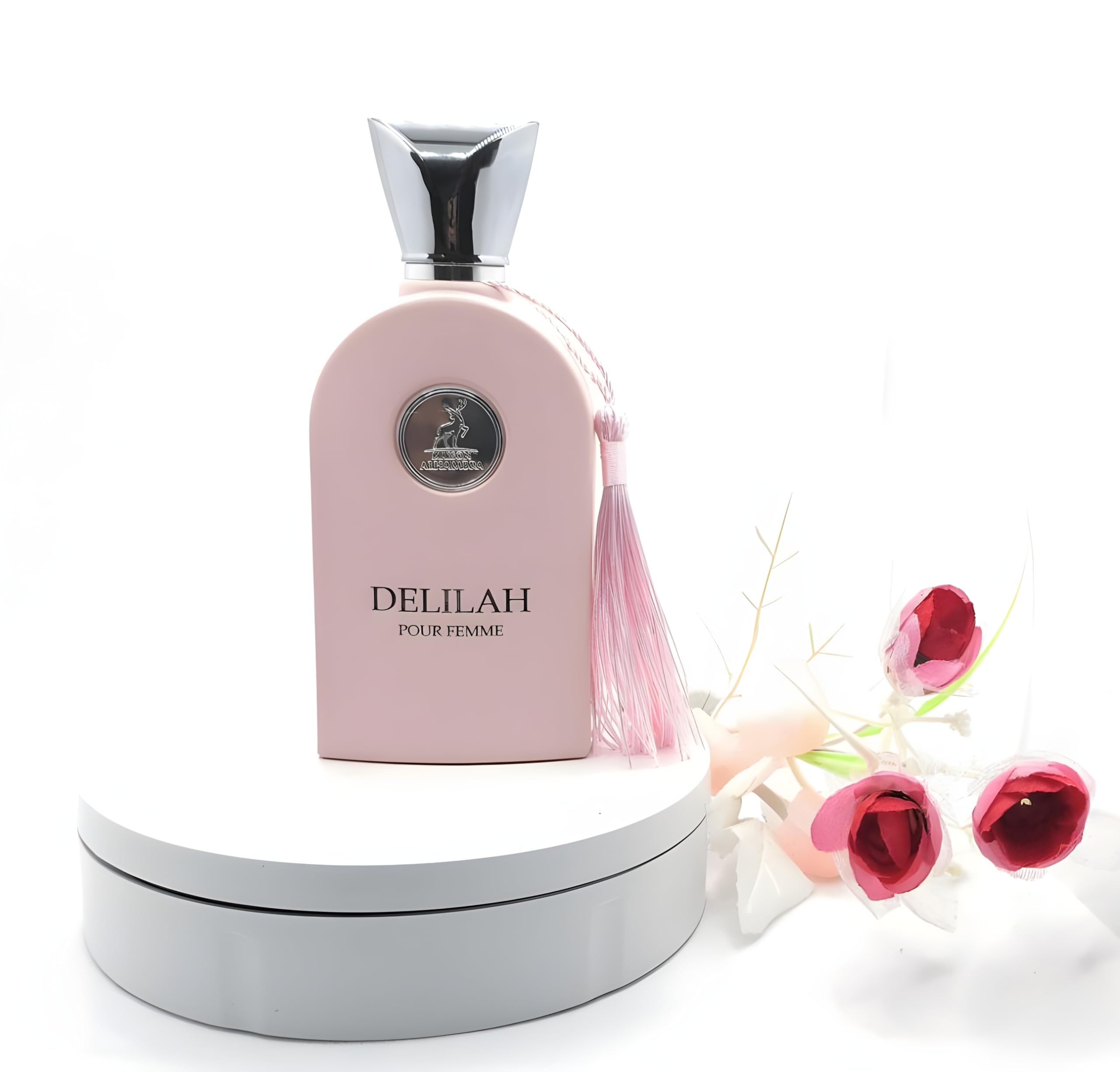 Lattafa Maison Alhambra Delilah perfume engraving detail signals luxury and collectability.