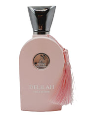 Lattafa Maison Alhambra Delilah Pour Femme bottle front shows a premium floral scent for daily wear.