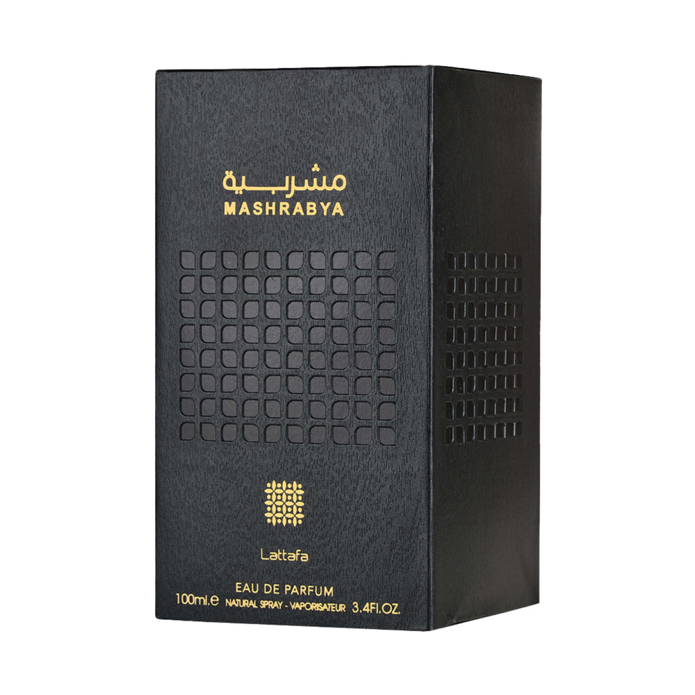 Lattafa Mashrabya tobacco-dates base reveals warm vanilla caramel vibe.