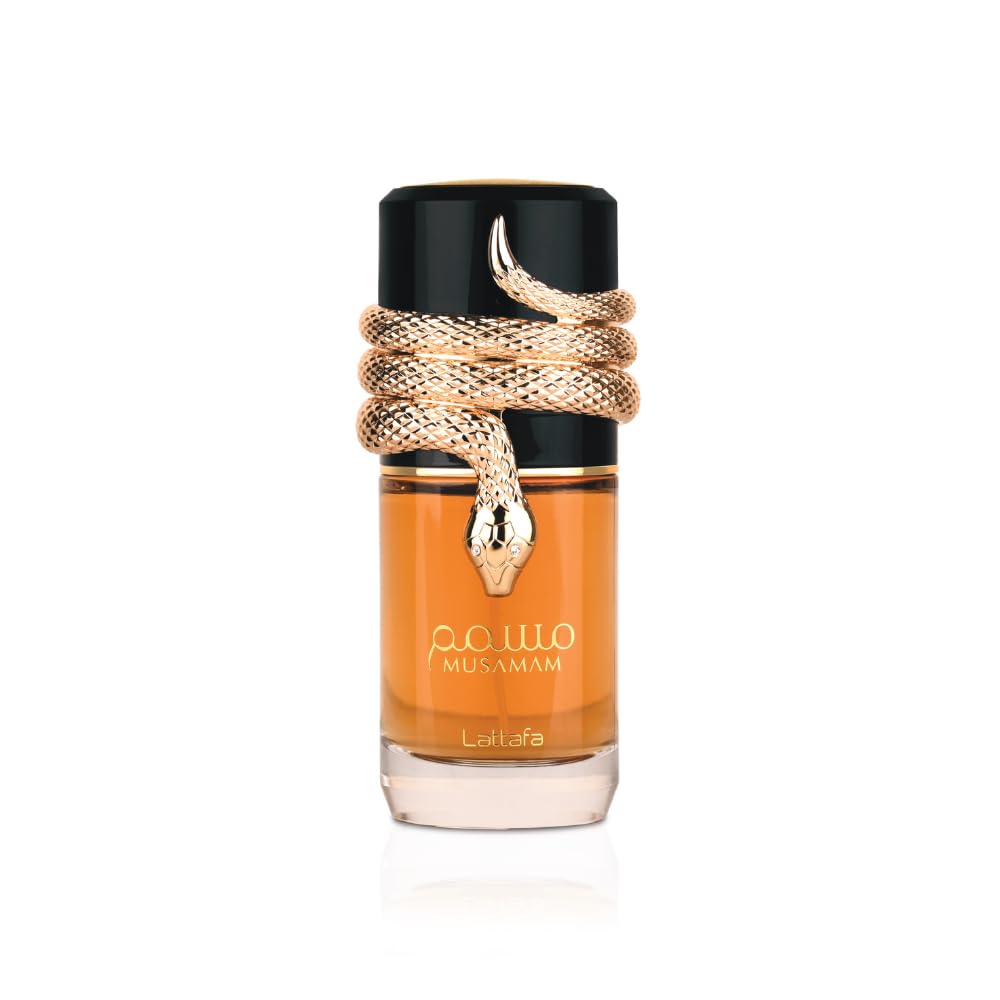 Lattafa Musamam bottle pour highlights fresh top notes for daily elegance.