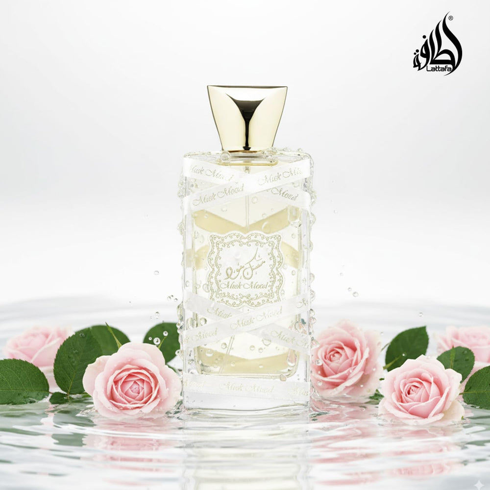 Lattafa Musk Mood cap detail emphasizes the secure design and luxury.