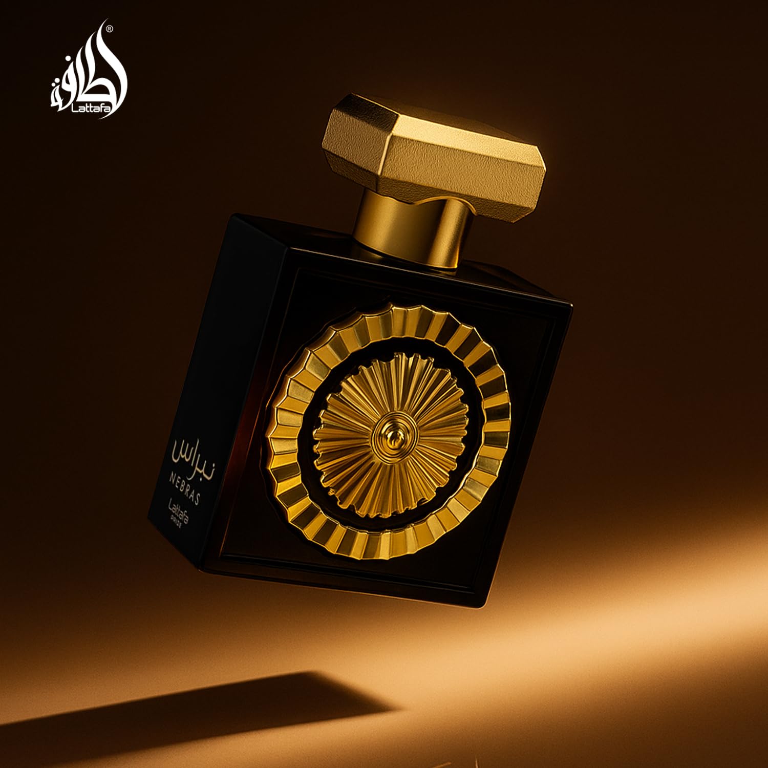 Lattafa Nebras vanilla cacao rose notes, mid-notes create a warm, chocolate-floral heart.