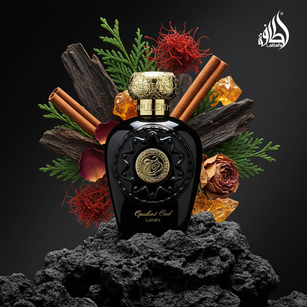 Lattafa Opulent Oud outer box conveys gifting appeal and premium packaging