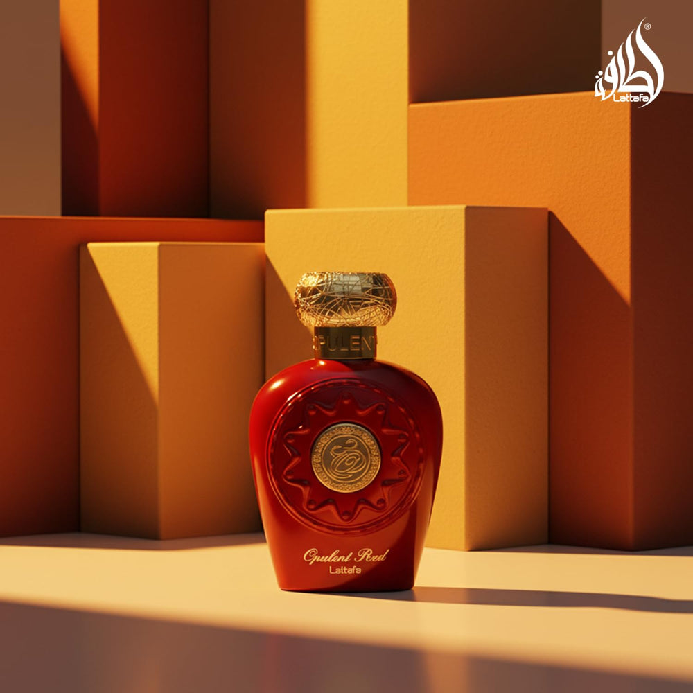 Lattafa Opulent Red fragrance notes chart helps visualize top, middle, and base layers.