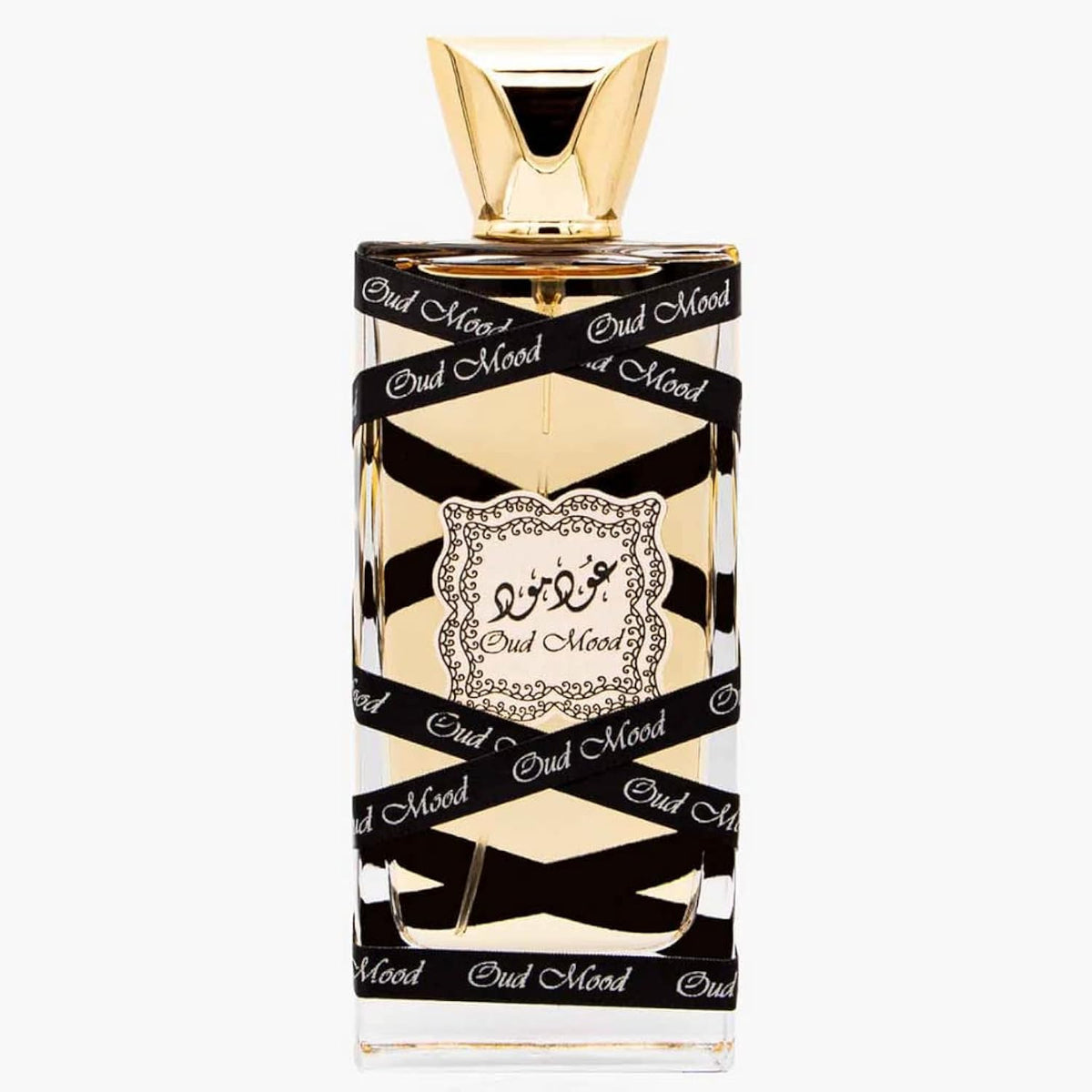 Lattafa Oud Mood bottle front showcases premium unisex fragrance for everyday wear