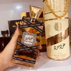 Lattafa Oud Mood box packaging signals premium unisex perfume experience
