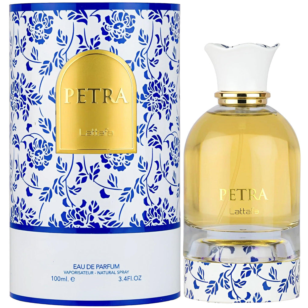 Lattafa Petra praline and musk base, gourmand warmth.
