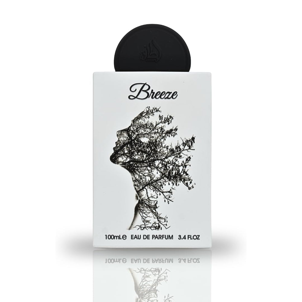Lattafa Pride Breeze front view emphasizes sleek profile for confident, all-season fragrance