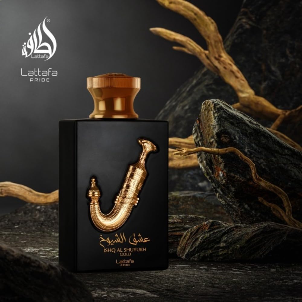 Lattafa Pride Ishq Al Shuyukh Gold bottle pour demonstrates easy daily application