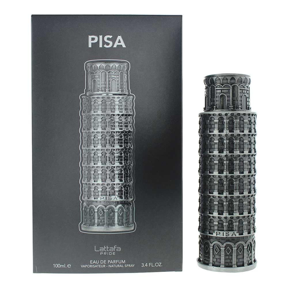 Lattafa Pride Pisa bottle close-up showing bright citrus aroma for daily wear
