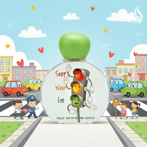 Lattafa Pride Stop Wait Go for Kids bottle cap close-up, an easy spray for kids' daily routines.