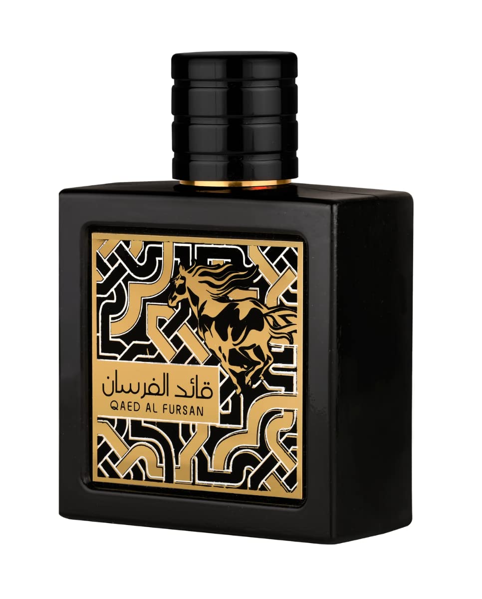 Lattafa Qaed Al Fursan bottle front viewed for everyday wear and confidence.