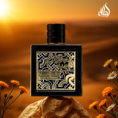 Lattafa Qaed Al Fursan cap closeup emphasizing refined luxury design.