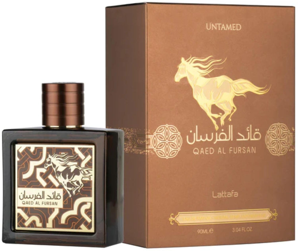 Lattafa Qaed Al Fursan Untamed packaging-box communicates luxury while gifting or personal treat