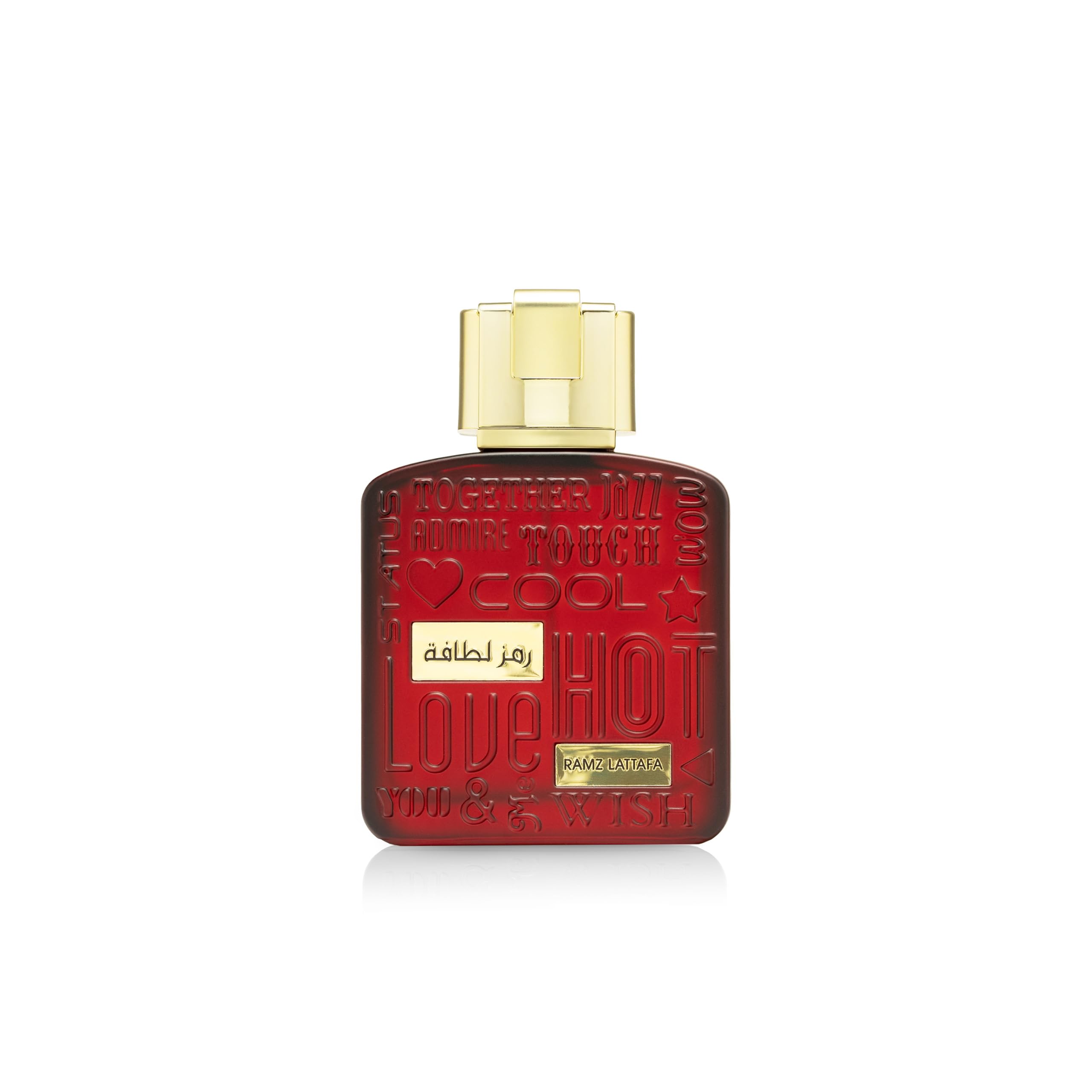 Lattafa Ramz Gold bottle closeup for evening elegance and gourmand vibes.