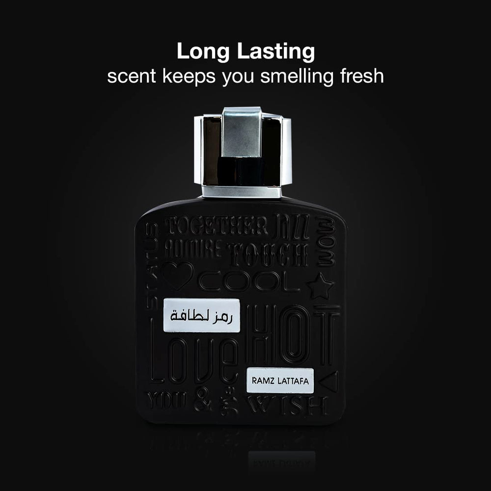 Lattafa Ramz Silver perfume spray mist captures a quick spritz moment and aroma.