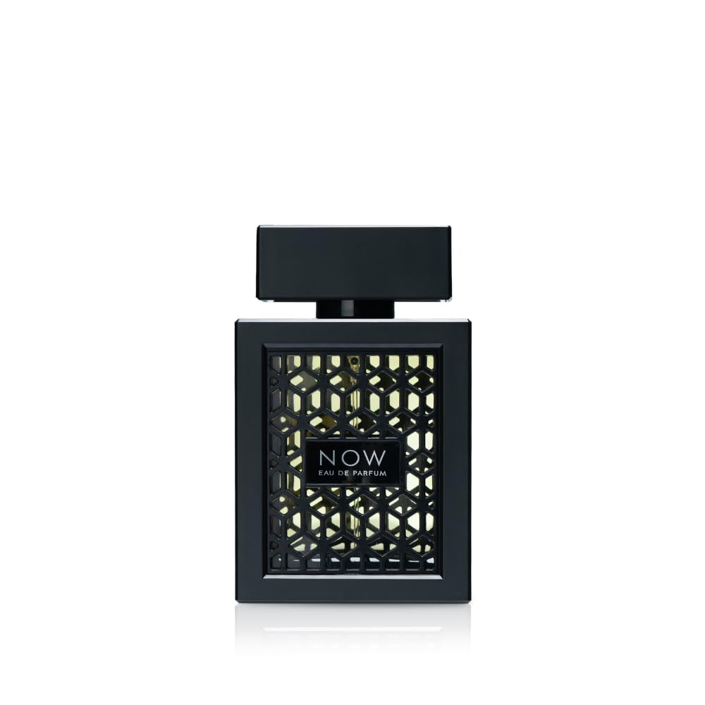 Lattafa Rave Now bottle front showcases a bold design for confident evening wear.