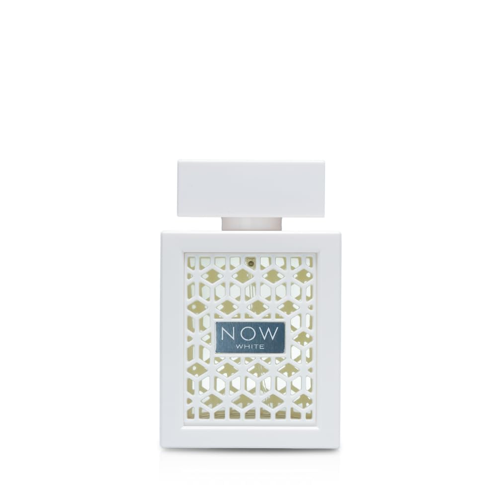 Lattafa Rave Now White bottle front view for versatile daily wear