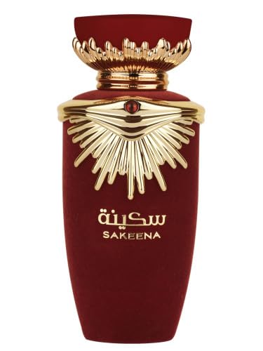 Lattafa Sakeena cap close-up signaling premium quality for evening wear.