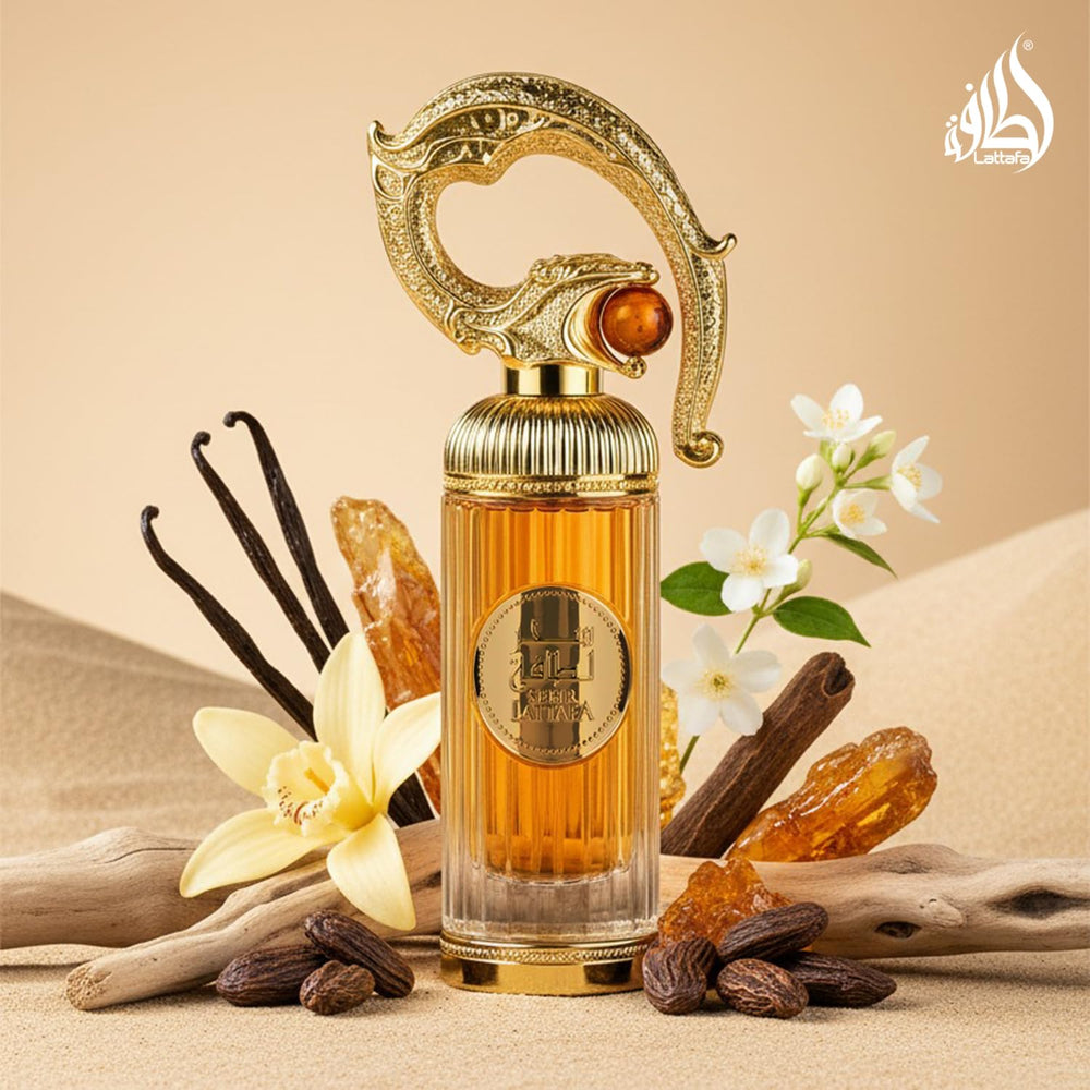 Lattafa Sehr long-lasting fragrance ideal for all-day presence.