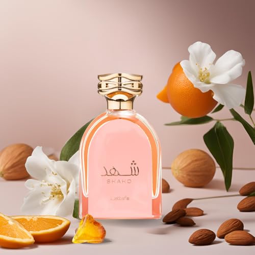 Lattafa Shahd base notes amber vanilla praline musk for warmth.