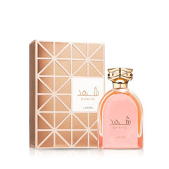Lattafa Shahd top notes of almond and orange for a bright opening.